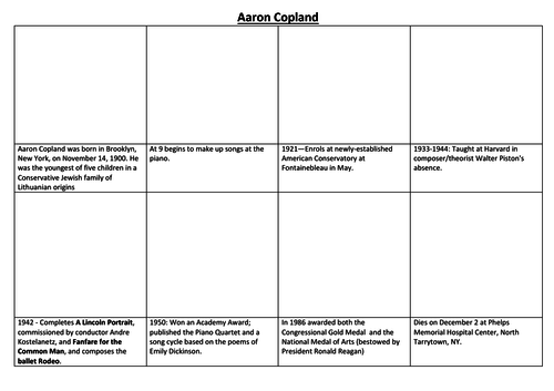 Aaron Copland Comic Strip and Storyboard