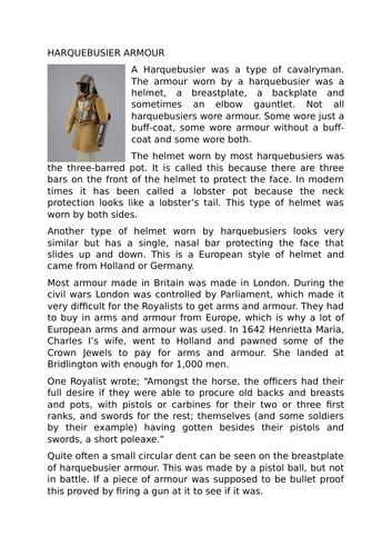 What weapons were used in the English Civil War?