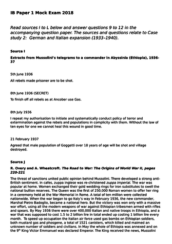 IB History Mock PP1 The Move to Global War