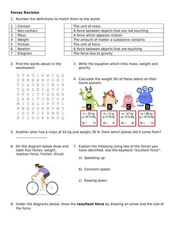 Year 7 forces revision