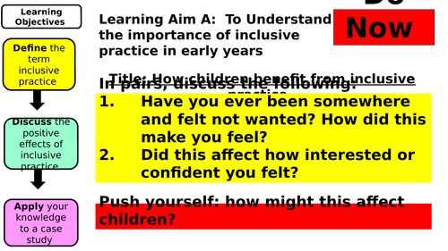 Unit 3 The Principles of Early Years Practice- Inclusive Practice