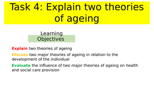 Unit 4 Development Through the life stages- Theories of Ageing