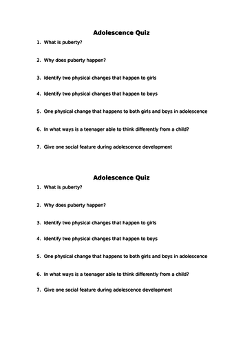 GCSE Health and Social Care- Puberty and Adolescence