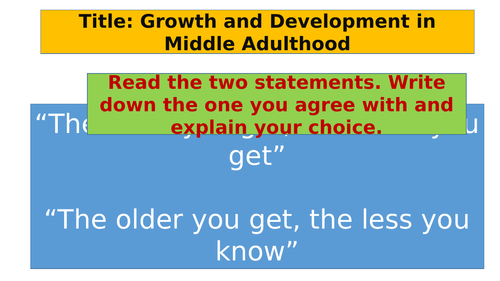 GCSE HEALTH AND SOCIAL CARE- MIDDLE ADULTHOOD
