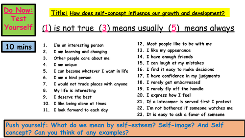 GCSE HEALTH AND SOCIAL CARE- SELF-CONCEPT