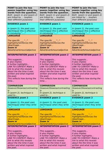 Poetry comparison structure strips