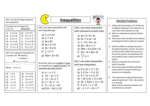 Representing and solving inequalities Teaching Resources