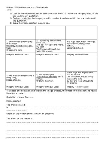 AQA Anthology The Prelude & The Romantics - Fully differentiated two lessons