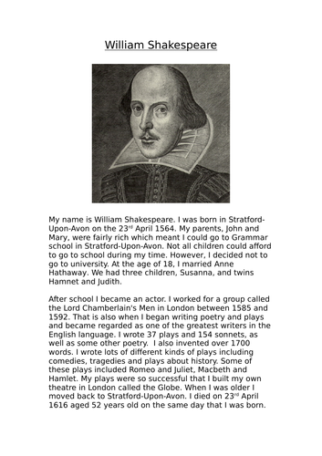 William Shakespeare and Elizabethan era activities