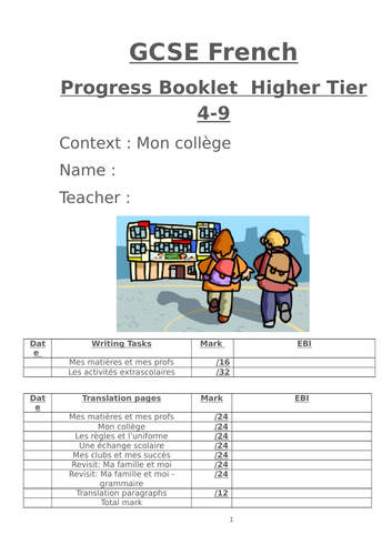 GCSE Workbook - Le college