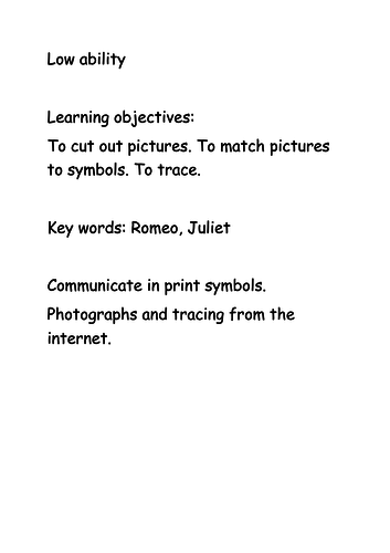 Romeo and Juliet for SEN students and early years.