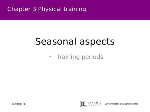 New AQA GCSE PE - Seasonal Aspects/ Training Seasons