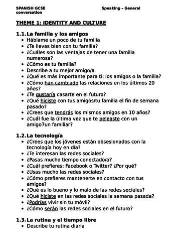 Gcse Spanish Speaking Exam Examples