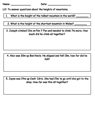 Mountains Maths | Teaching Resources