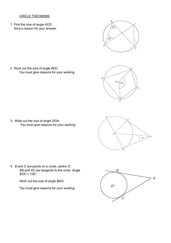 Circle Theorems Worksheet | Teaching Resources