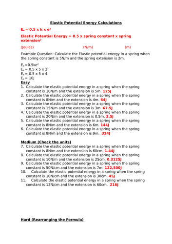 Selection of Differentiated Worksheets from the AQA Physics Energy Unit