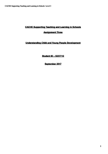 CACHE ASSIGNMENT 3 DIPLOMA IN SUPPORTING TEACHING AND LEARNING