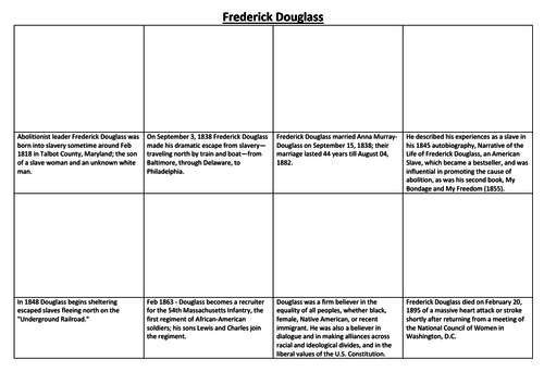 Frederick Douglass Comic Strip and Storyboard