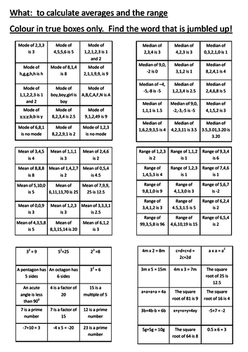 Averages - whats the word colour in task