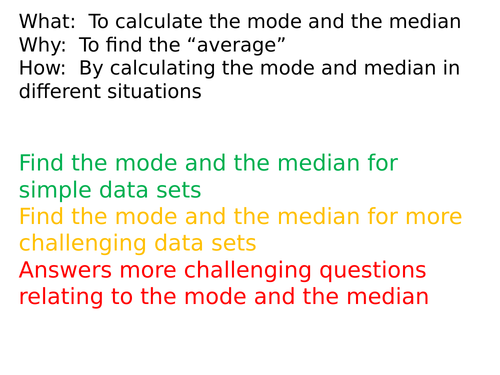 Averages and range presentations and differentiated worksheets