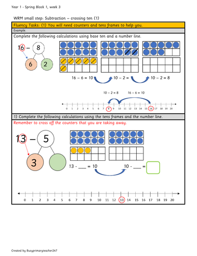 Year 1 - Spring Block 1 - Week 3 - Small Step: Subtraction crossing 10 (1)