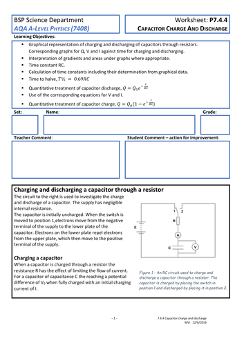 7.4.4 Capacitor charge and discharge