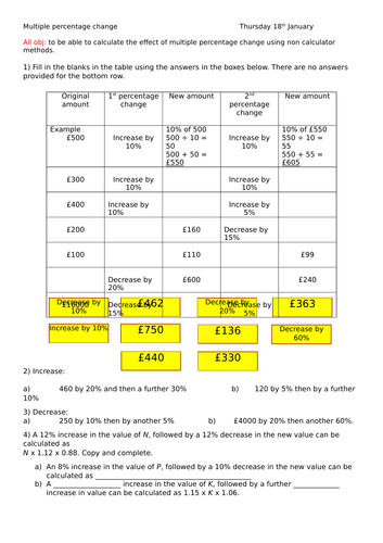 Multiple Percentage Change