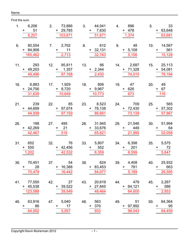 Bundle 1000 qs advanced additio plus 1000 qu'ns advanced division1000 Questions Advanced Addition