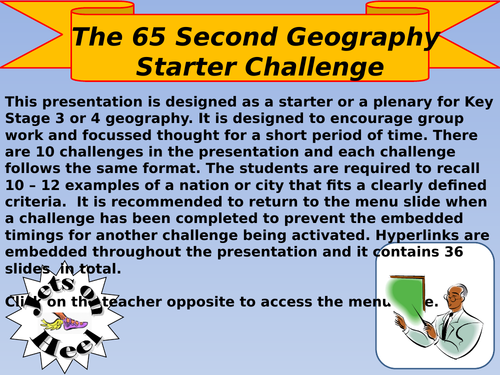 Ultimate 65 Second Geographical Challenge