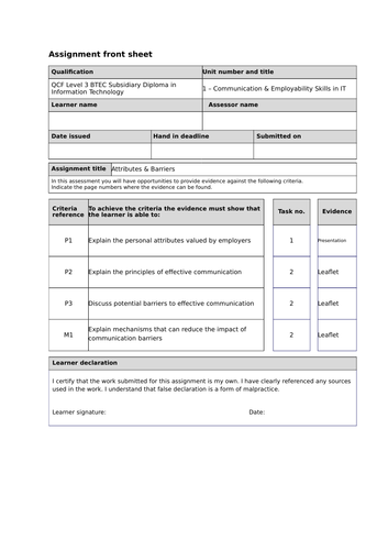 BTEC Level 3 QCF Information Technology Unit 1