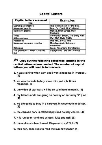 Capitals Letters - When to use them