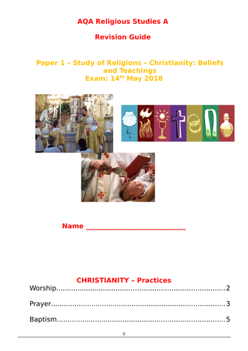 AQA A Religious Studies GCSE - Paper 1 - Christian Practices