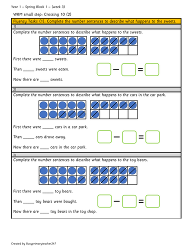 Year 1 - Spring Block 1 - Week 3 - Small Step: Subtraction crossing 10 (2)