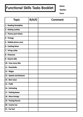 Functional skills for GCSE/KS3 Maths Booklet (with answers)