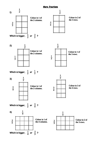 Basic comparing fractions worksheet