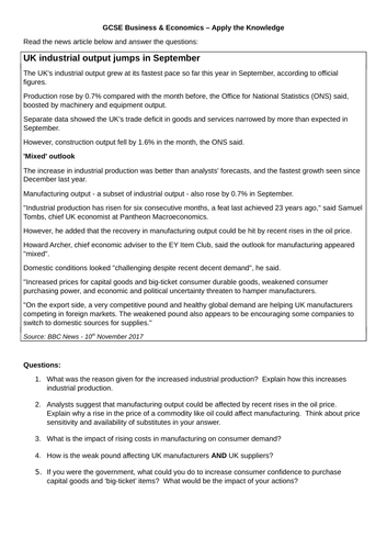 economics worksheets teaching resources