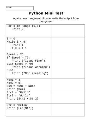 Python Mini Test