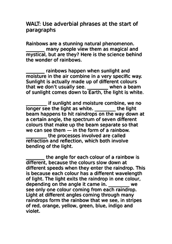 Adding adverbial phrases to an explanation text