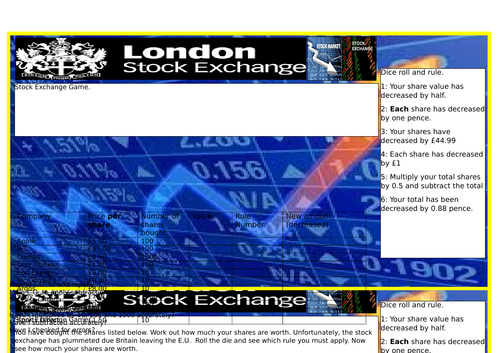 Multiplying by 10,100 and 1000 stock exchange game