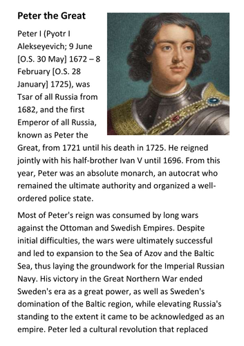 Peter the Great Handout