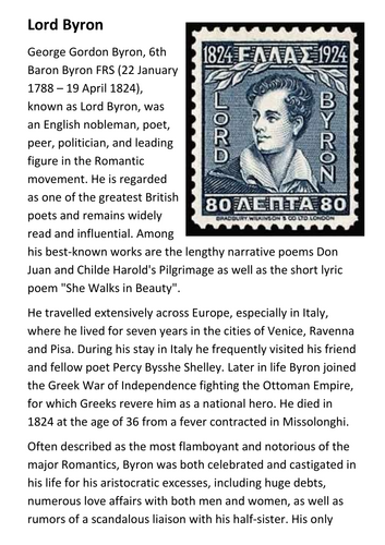 Lord Byron Handout