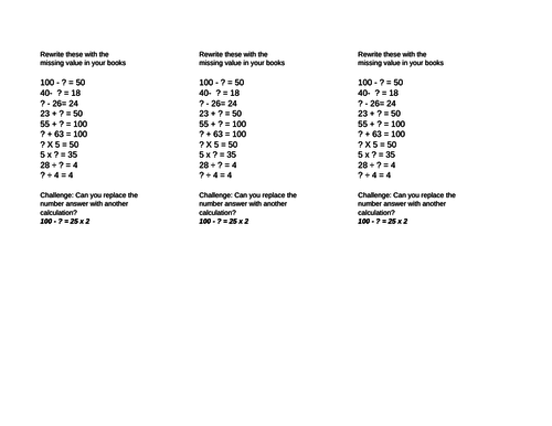 Balancing Sums Year 5 differentiated