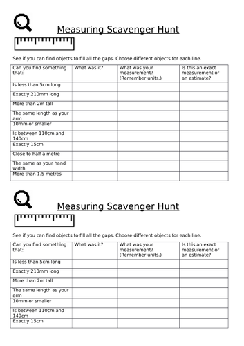 Units Of Measure Classroom Scavenger Hunt Teaching Resources