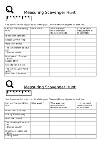 Units of Measure : Classroom Scavenger Hunt