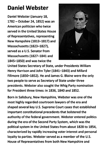 Daniel Webster Handout