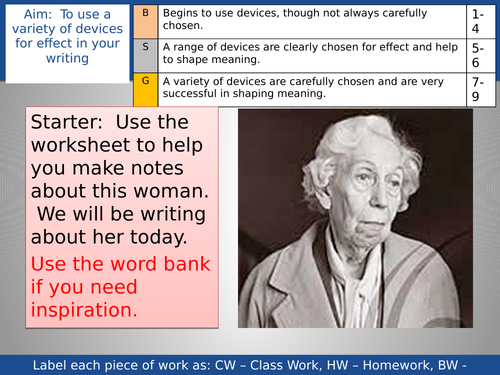 Describing characters using similes