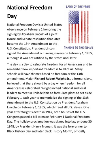 National Freedom Day Handout