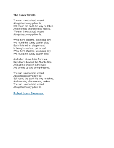 The Sun's Travels poem by Robert Louis Stevenson, music by Ben James