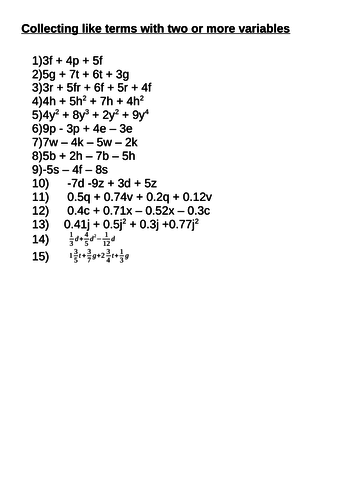 Collecting like terms