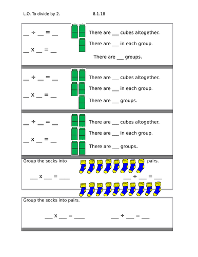 Worksheets Dividing By 2, 5 And 10, Year 2, Differentiated 2 Ways | Teaching Resources